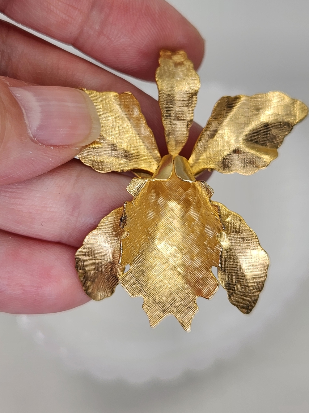Vintage Orchid Flower Brooch